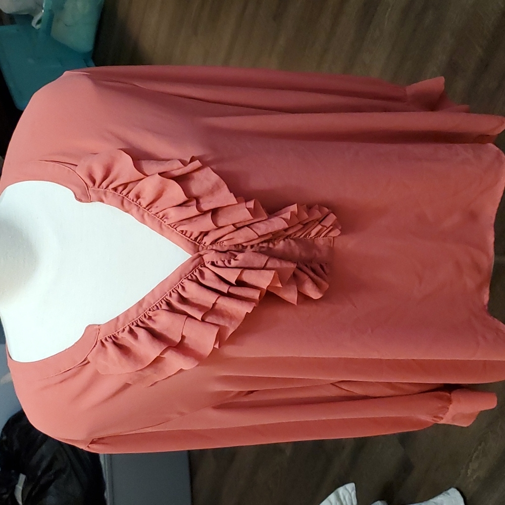 Grace the perfect fit, 1X, coral color blouse